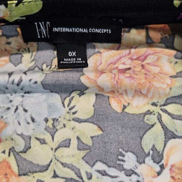 INC International Concepts Floral Zip-Pocket Long Sleeve Pullover Top Sz OX Fall - Picture 4 of 9